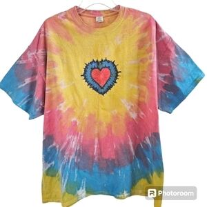 URBAN OUTFITTERS TIE DYE DAD TEE SZ M/L YELLOW BLUE